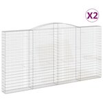 vidaXL Paniers à gabions arqués 2 Pièces 400x30x200/220 cm Fer galvanisé