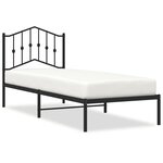 vidaXL Cadre de lit métal avec tête de lit noir 90x200 cm