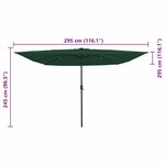 vidaXL Parasol de jardin carré avec lumières LED  295 x 245 cm  vert