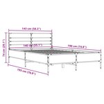 vidaXL Cadre de lit sonoma gris 140x190 cm bois d'ingénierie et métal