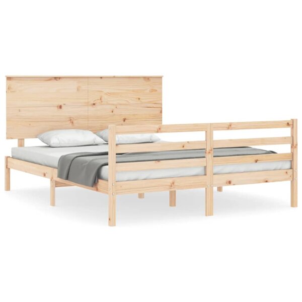 vidaXL Cadre de lit avec tête de lit 160x200 cm bois massif