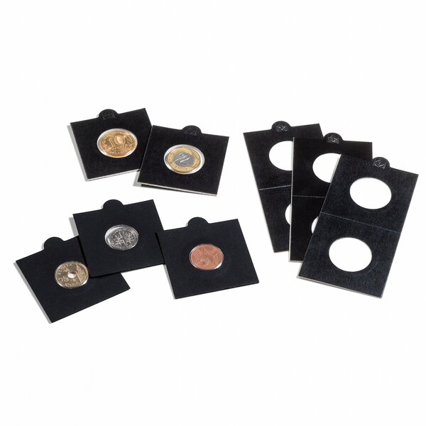 Paquet de 25 étuis leuchtturm noirs autocollants  pour monnaies 27 50 mm (345689)