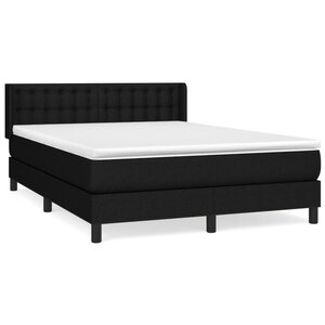vidaXL Sommier à lattes de lit avec matelas Noir 140x200 cm Tissu