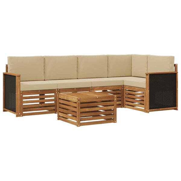 vidaXL Ensemble de canapé d'angle avec coussin 5 Pièces Naturel