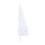 vidaXL Demi-arbre de Noël artificiel pré-éclairé et boules blanc 210cm