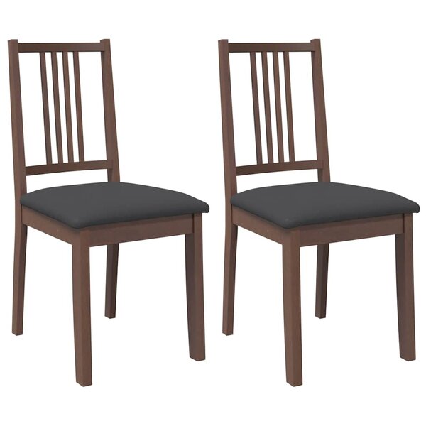 vidaXL Chaises à manger coussins 2 Pièces marron bois massif caoutchouc