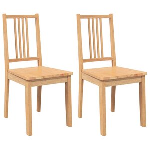vidaXL Chaises à manger 2 Pièces bois massif naturel caoutchouc