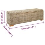 vidaXL Boîte de rangement 110 cm Rotin kubu naturel et acajou solide