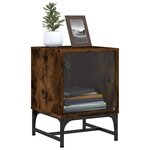 vidaXL Table de chevet avec porte en verre chêne fumé 35x37x50 cm