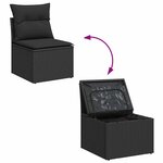 vidaXL Salon de jardin avec coussins 9 Pièces noir résine tressée acacia