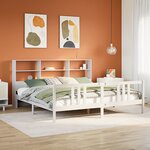vidaXL Lit bibliothèque sans matelas blanc 200x200 cm bois pin massif
