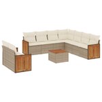vidaXL Salon de jardin avec coussins 10 Pièces beige résine tressée