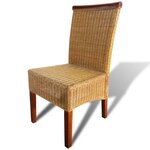 vidaXL Chaises à manger lot de 4 marron rotin naturel