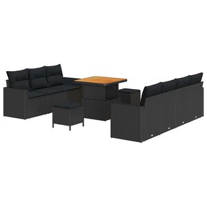 vidaXL Ensemble de canapé de jardin 10 Pièces Noir 80 x 80 x 71 cm
