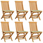 vidaXL Chaises de jardin et coussins motif à feuilles 6Pièces Teck massif