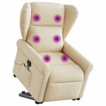 vidaXL Fauteuil inclinable de massage électrique Crème Tissu