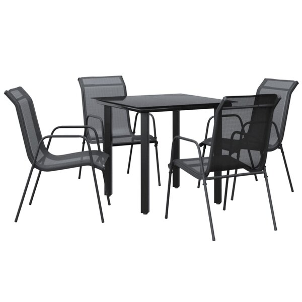 vidaXL Ensemble à manger de jardin 5 Pièces noir textilène et acier