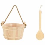 vidaXL Seau de Sauna 2 Pièces Marron Bois de pin massif et chanvre