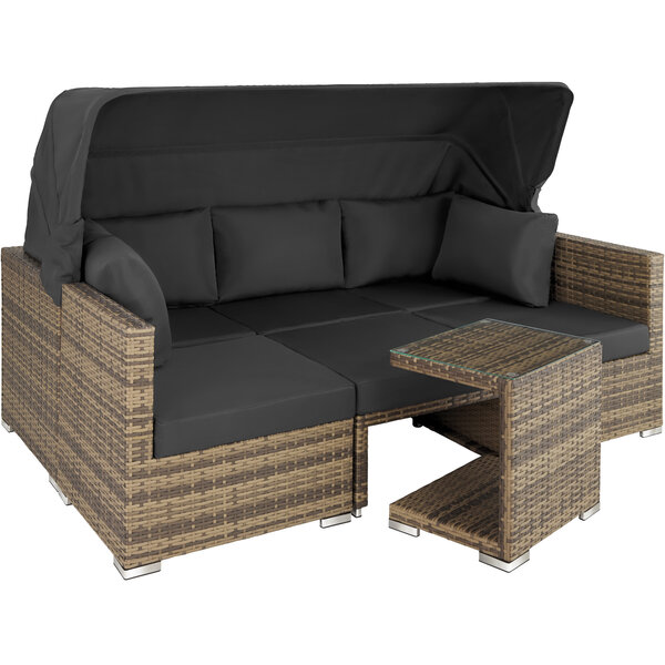 Tectake Canapé de jardin SAINT MARIN modulable - marron naturel