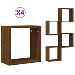 vidaXL Étagères murales sous forme cube 4 Pièces chêne marron 30x15x30cm