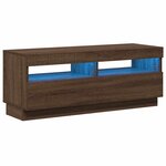 vidaXL Meuble TV avec lumières LED chêne marron 100x35x40 cm
