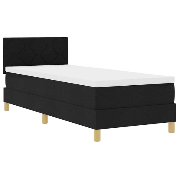 vidaXL Lit à ressort LED avec coussin Noir 80 x 200 cm tissu