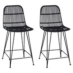 vidaXL Tabouret de bar 2 pc Noir 44 x 54 x 96 cm Rattan et Acier