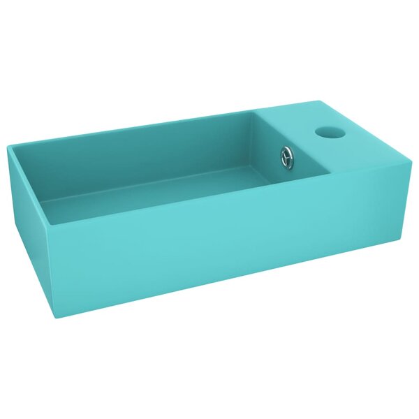 vidaXL Lavabo de salle de bain avec trop-plein Céramique Vert clair