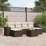 vidaXL Salon de jardin avec coussins 7 Pièces marron résine tressée