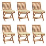 vidaXL Chaises pliables de jardin avec coussins lot de 6 Bois de teck