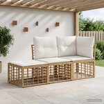 vidaXL Ensemble de canapés d'extérieur 3 Pièces Naturel Polyester
