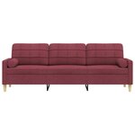 vidaXL Canapé 3 places avec oreillers décoratifs bordeaux 210 cm tissu