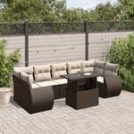 vidaXL Salon de jardin 8 Pièces avec coussins marron résine tressée