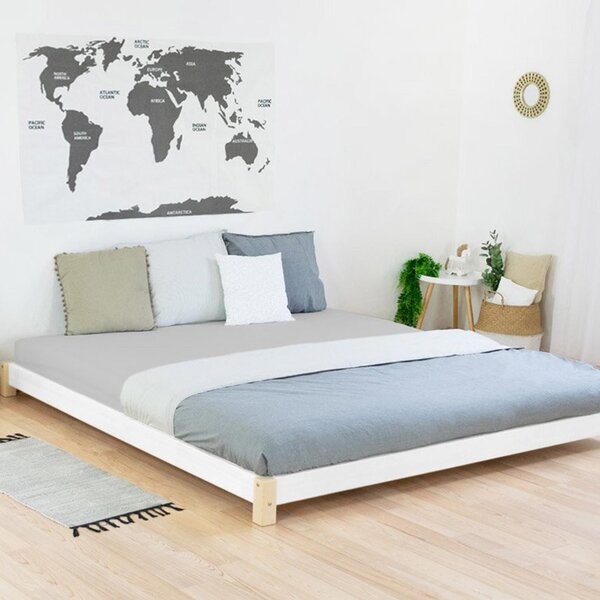 Lit double TATAMI 180 x 200 naturel et blanc