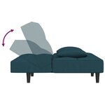 vidaXL Canapé-lit à 2 places avec deux oreillers bleu velours
