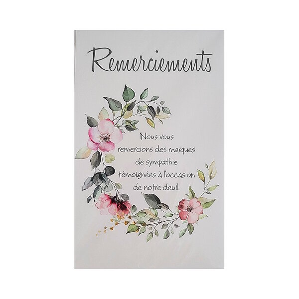 Carte De Voeux - Condoléances - 5 Cartes Remerciements Deuil Fleurs Aquarelle