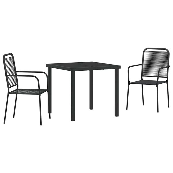 vidaXL Ensemble de salle à manger pour jardin 3 Pièces Noir