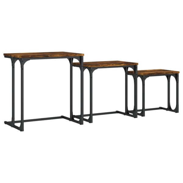 vidaXL Tables basses gigognes 3 Pièces chêne fumé bois d'ingénierie