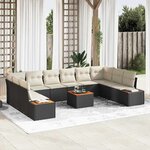 vidaXL Ensemble de canapé de jardin 11 Pièces Noir Poly rotin