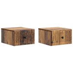vidaXL Cabinet de chevet mural 2 Pièces Bois ancien 33 x 34 5 x 20 cm