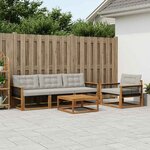 vidaXL Ensemble de canapés d'extérieur 6 Pièces Naturel et gris clair