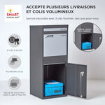 Boîte à colis Large Gris foncé 2 portes Acier galvanisé SMART PARCEL BOX™