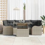 vidaXL Ensemble de canapé de jardin 7 Pièces Gris clair Poly Rattan