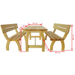 vidaXL Table de brasserie avec 2 banquettes Pinède imprégnée