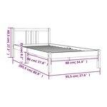 vidaXL Cadre de lit Noir Bois massif 90x200 cm