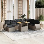 vidaXL Salon de jardin 9 Pièces avec coussins gris résine tressée