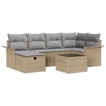 vidaXL Ensemble de canapé de jardin 7 Pièces Beige Poly rotin