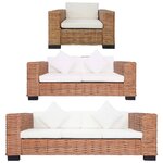 vidaXL Ensemble de canapés 3 Pièces avec coussins Rotin naturel