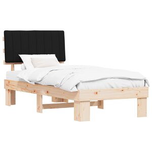 vidaXL Cadre de lit avec tête de lit rembourrée Noir 90 x 190 cm