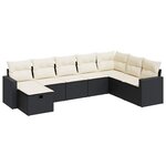 vidaXL Salon de jardin 8 Pièces avec coussins noir résine tressée